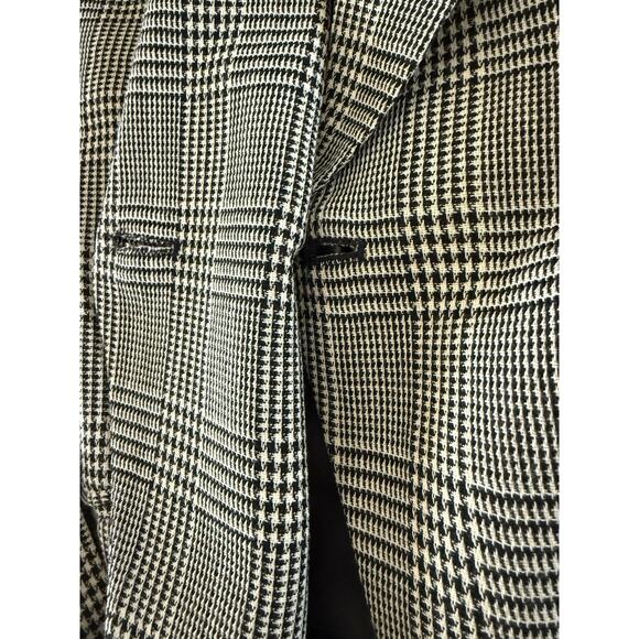 Vtg 90’s Christian Dior Black White Worsted Wool Houndstooth Jacket Blazer Belt - Picture 6 of 13